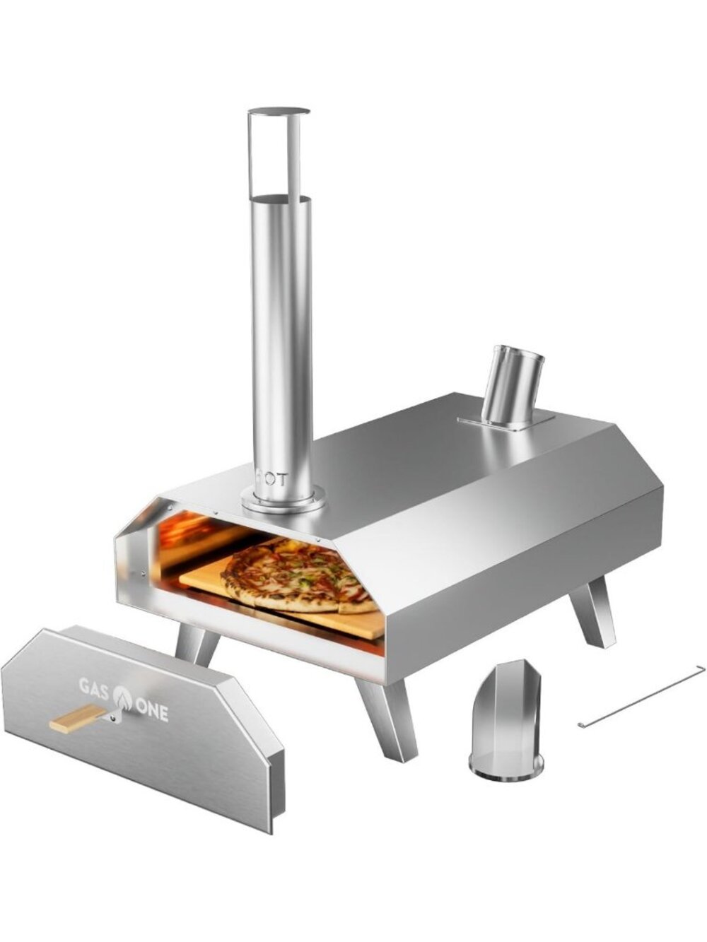 Portable 12” Wood Pellet Pizza Oven - Stainless Steel Grill for Tailgating